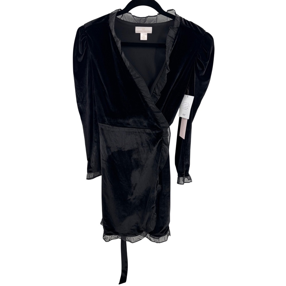 Rachel Parcell Black Velvet Wrap Mini Dress